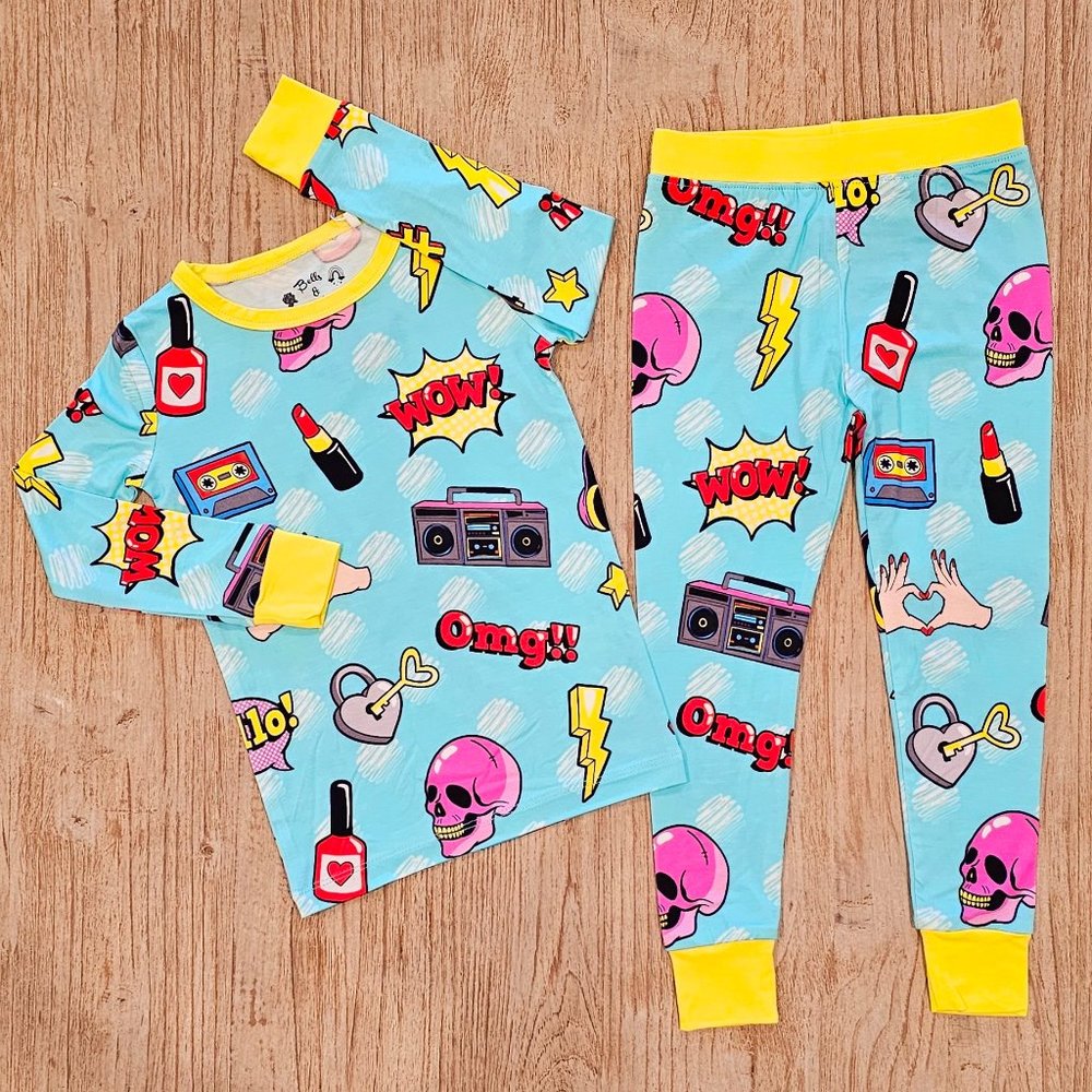 90s Retro Kids Bamboo 2pc Pajama Set | Comics | Pop Art | Childrens Pj